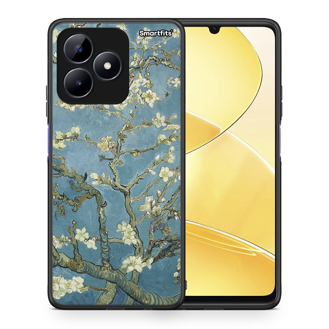 Θήκη Realme C51 White Blossoms από τη Smartfits με σχέδιο στο πίσω μέρος και μαύρο περίβλημα | Realme C51 White Blossoms case with colorful back and black bezels