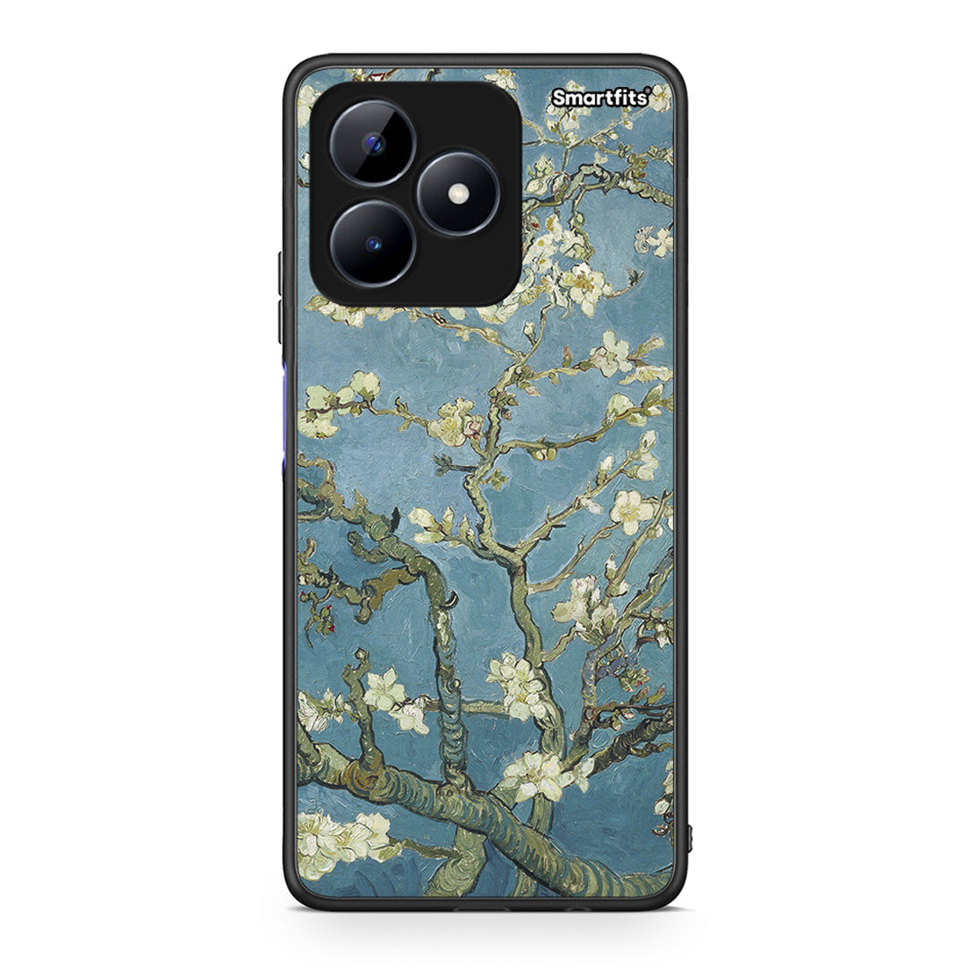 Realme C51 White Blossoms θήκη από τη Smartfits με σχέδιο στο πίσω μέρος και μαύρο περίβλημα | Smartphone case with colorful back and black bezels by Smartfits