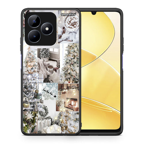 Θήκη Realme C51 White Christmas από τη Smartfits με σχέδιο στο πίσω μέρος και μαύρο περίβλημα | Realme C51 White Christmas case with colorful back and black bezels