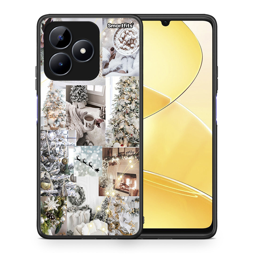 Θήκη Realme Note 50 White Christmas από τη Smartfits με σχέδιο στο πίσω μέρος και μαύρο περίβλημα | Realme Note 50 White Christmas case with colorful back and black bezels