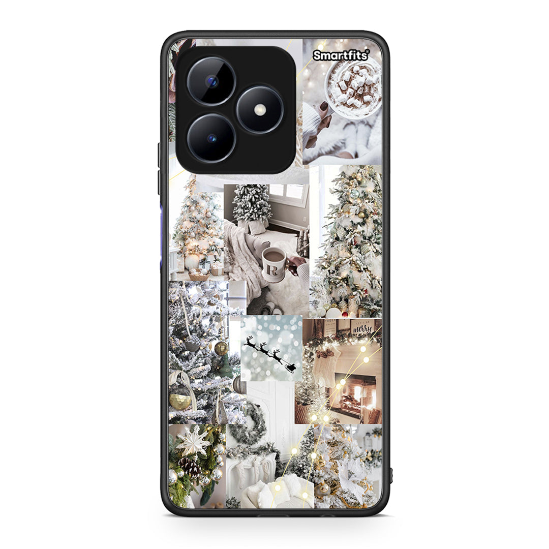 Realme C51 White Christmas θήκη από τη Smartfits με σχέδιο στο πίσω μέρος και μαύρο περίβλημα | Smartphone case with colorful back and black bezels by Smartfits