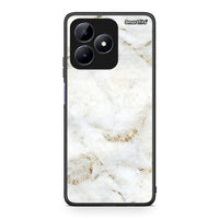Thumbnail for Realme C51 White Gold Marble θήκη από τη Smartfits με σχέδιο στο πίσω μέρος και μαύρο περίβλημα | Smartphone case with colorful back and black bezels by Smartfits