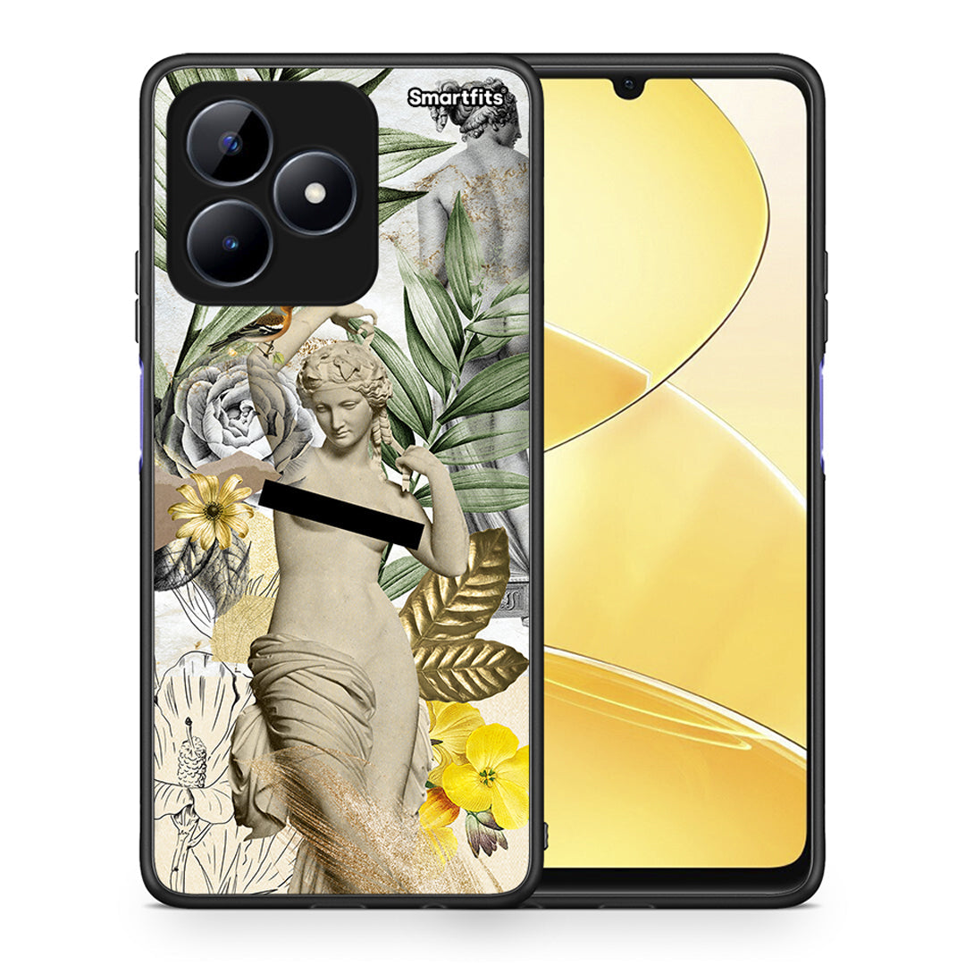Θήκη Realme C51 Woman Statue από τη Smartfits με σχέδιο στο πίσω μέρος και μαύρο περίβλημα | Realme C51 Woman Statue case with colorful back and black bezels