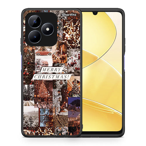 Θήκη Realme C51 Xmas Collage από τη Smartfits με σχέδιο στο πίσω μέρος και μαύρο περίβλημα | Realme C51 Xmas Collage case with colorful back and black bezels