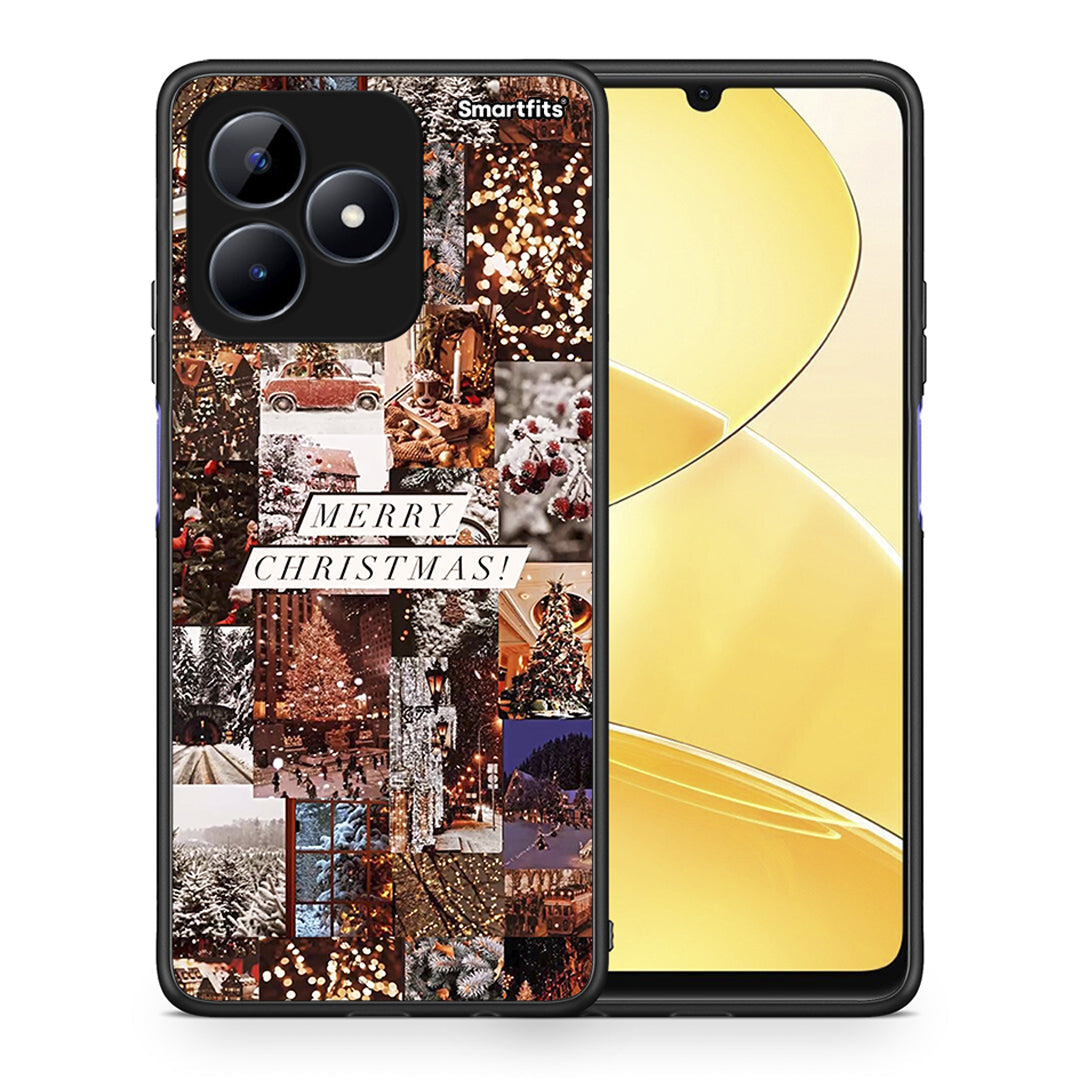 Θήκη Realme Note 50 Xmas Collage από τη Smartfits με σχέδιο στο πίσω μέρος και μαύρο περίβλημα | Realme Note 50 Xmas Collage case with colorful back and black bezels