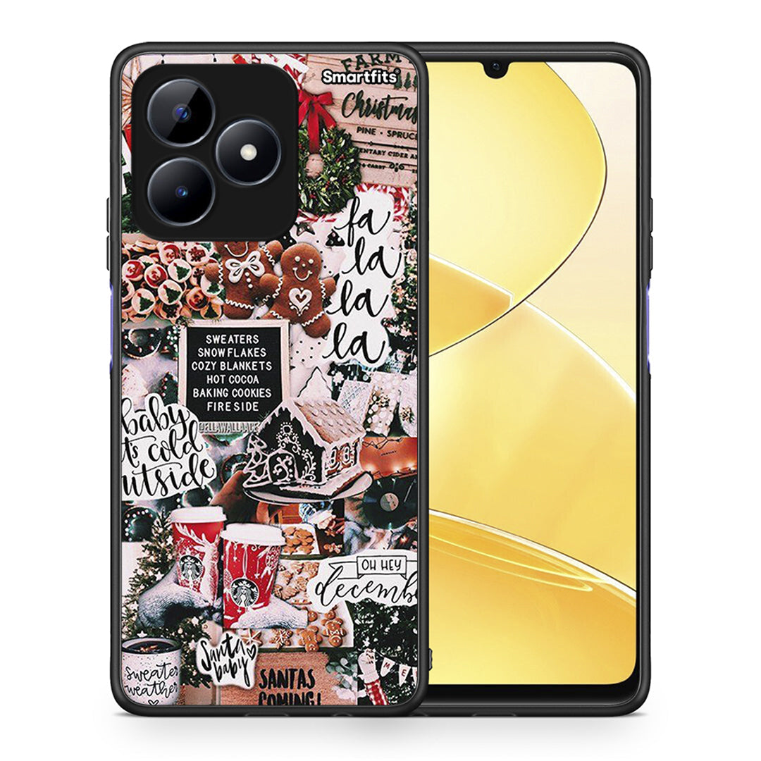 Θήκη Realme Note 50 Xmas Habbits από τη Smartfits με σχέδιο στο πίσω μέρος και μαύρο περίβλημα | Realme Note 50 Xmas Habbits case with colorful back and black bezels