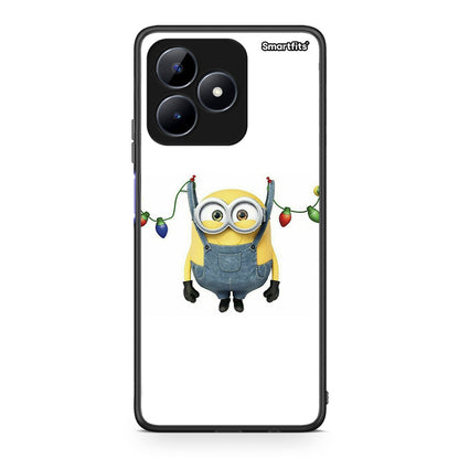 Realme C51 Xmas Minion Lights θήκη από τη Smartfits με σχέδιο στο πίσω μέρος και μαύρο περίβλημα | Smartphone case with colorful back and black bezels by Smartfits