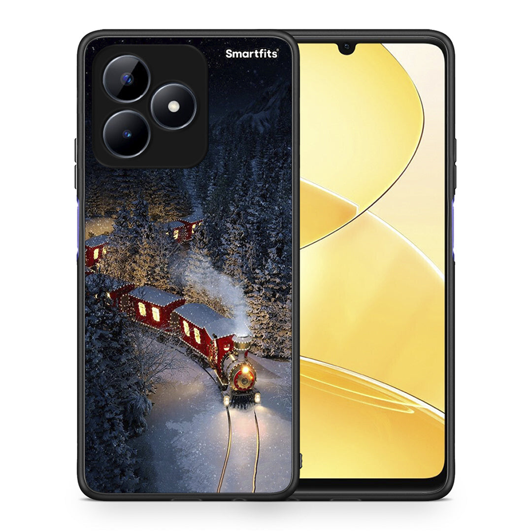 Θήκη Realme Note 50 Xmas Train από τη Smartfits με σχέδιο στο πίσω μέρος και μαύρο περίβλημα | Realme Note 50 Xmas Train case with colorful back and black bezels