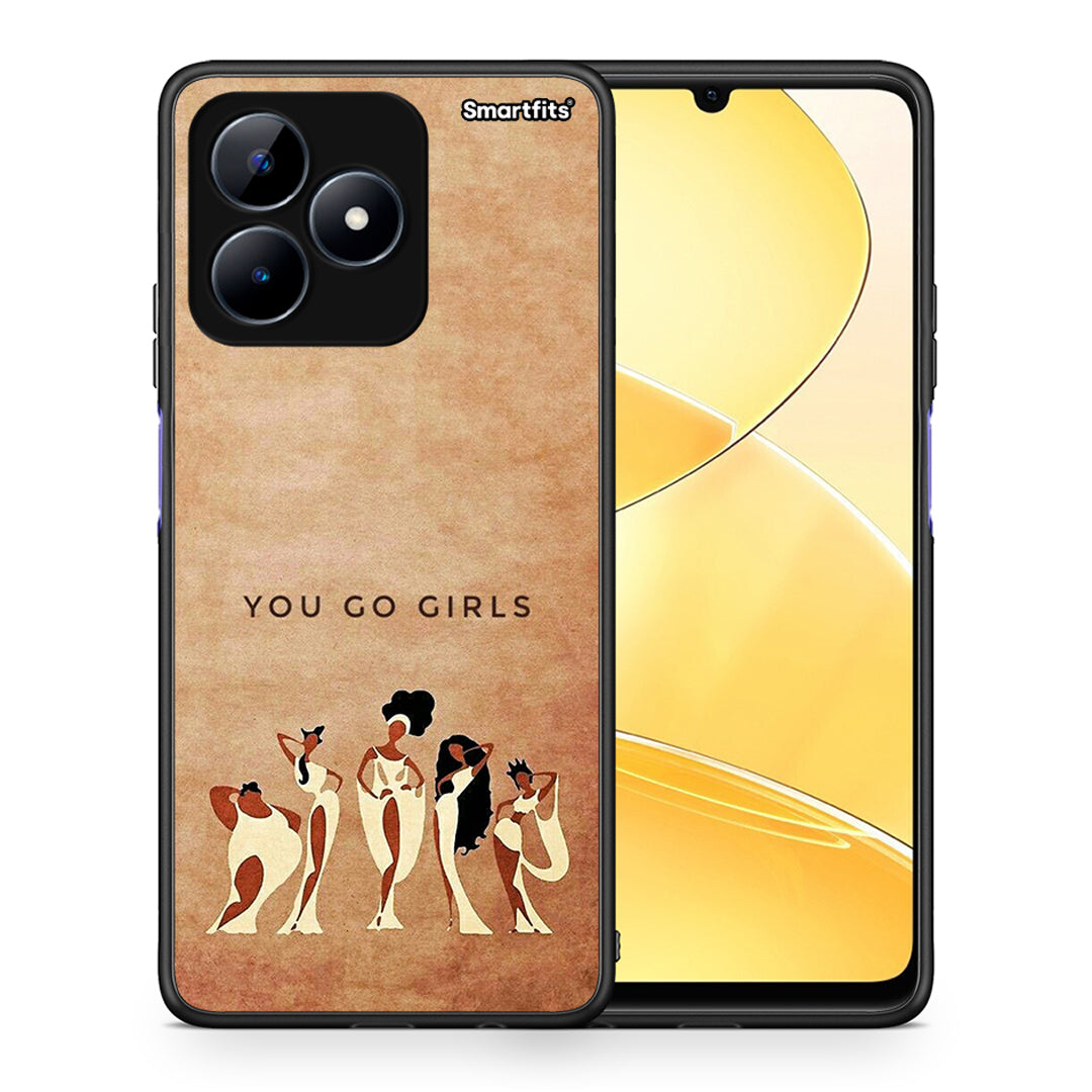 Θήκη Realme C51 You Go Girl από τη Smartfits με σχέδιο στο πίσω μέρος και μαύρο περίβλημα | Realme C51 You Go Girl case with colorful back and black bezels