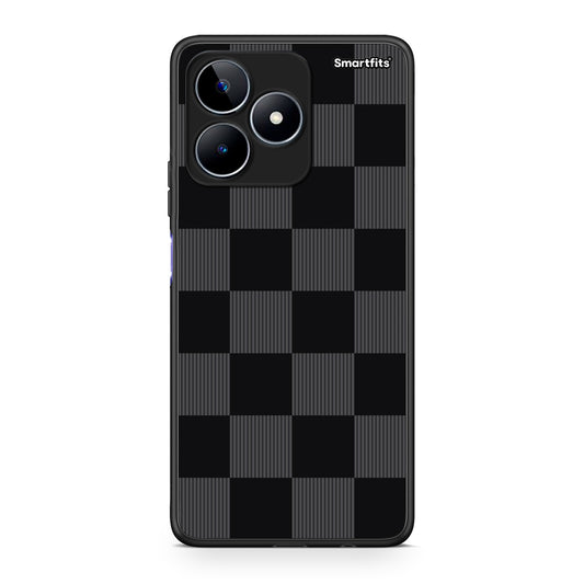 Θήκη Realme C53 Black and Charcoal Striped Checks από τη Smartfits με σχέδιο στο πίσω μέρος και μαύρο περίβλημα | Realme C53 Black and Charcoal Striped Checks case with colorful back and black bezels