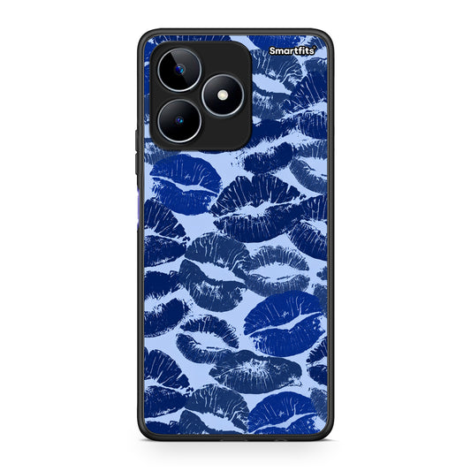 Θήκη Realme C53 Blue Lipstick Kisses από τη Smartfits με σχέδιο στο πίσω μέρος και μαύρο περίβλημα | Realme C53 Blue Lipstick Kisses case with colorful back and black bezels