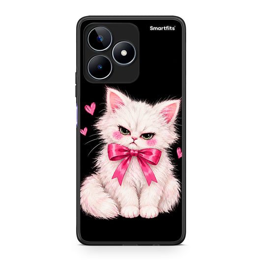 Θήκη Realme C53 Grumpy Party Kitten on Black από τη Smartfits με σχέδιο στο πίσω μέρος και μαύρο περίβλημα | Realme C53 Grumpy Party Kitten on Black case with colorful back and black bezels