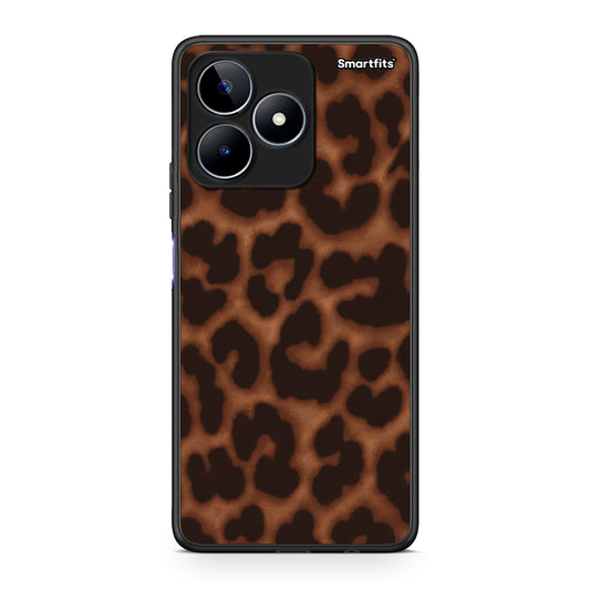 Θήκη Realme C53 Leopard Print Dark Brown από τη Smartfits με σχέδιο στο πίσω μέρος και μαύρο περίβλημα | Realme C53 Leopard Print Dark Brown case with colorful back and black bezels