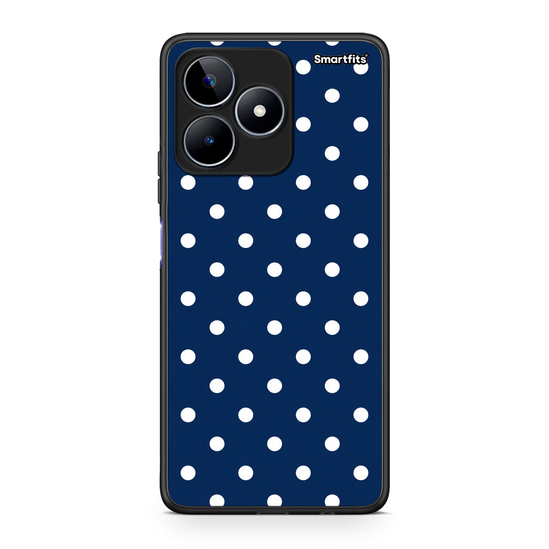 Θήκη Realme C53 White Small Polka Dots on Navy από τη Smartfits με σχέδιο στο πίσω μέρος και μαύρο περίβλημα | Realme C53 White Small Polka Dots on Navy case with colorful back and black bezels