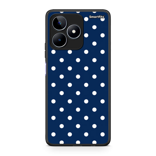 Θήκη Realme C53 White Small Polka Dots on Navy από τη Smartfits με σχέδιο στο πίσω μέρος και μαύρο περίβλημα | Realme C53 White Small Polka Dots on Navy case with colorful back and black bezels