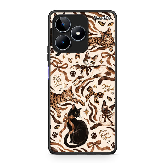 Θήκη Realme C53 Wild Cats and Animal Print Collage από τη Smartfits με σχέδιο στο πίσω μέρος και μαύρο περίβλημα | Realme C53 Wild Cats and Animal Print Collage case with colorful back and black bezels