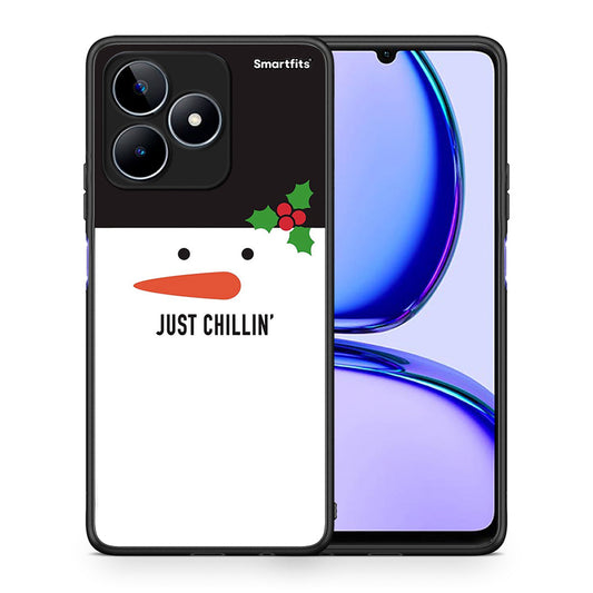 Θήκη Realme C53 Christmas Chillin από τη Smartfits με σχέδιο στο πίσω μέρος και μαύρο περίβλημα | Realme C53 Christmas Chillin case with colorful back and black bezels
