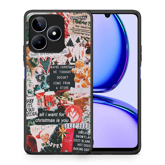 Θήκη Realme C53 Christmas Happiness από τη Smartfits με σχέδιο στο πίσω μέρος και μαύρο περίβλημα | Realme C53 Christmas Happiness case with colorful back and black bezels