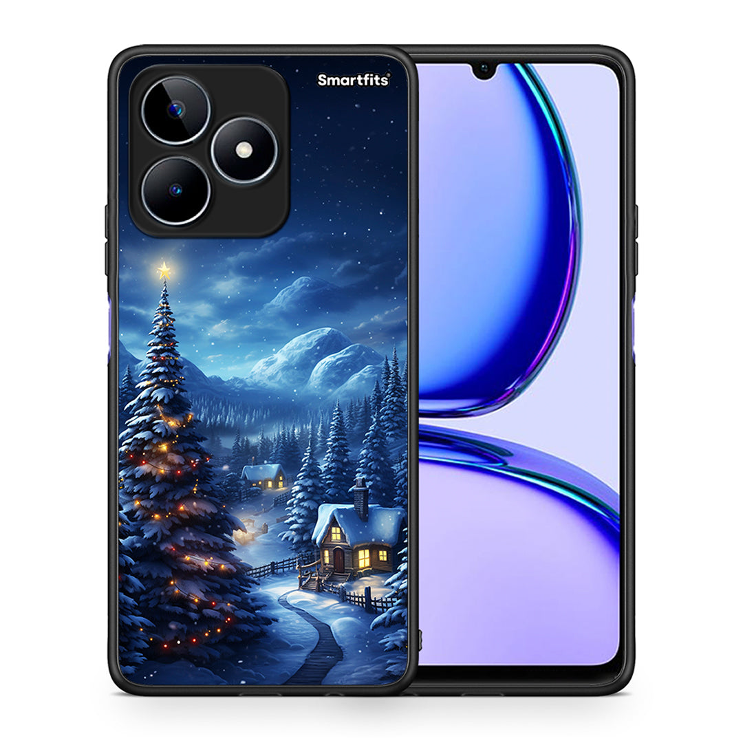 Θήκη Realme C53 Christmas Scenery από τη Smartfits με σχέδιο στο πίσω μέρος και μαύρο περίβλημα | Realme C53 Christmas Scenery case with colorful back and black bezels