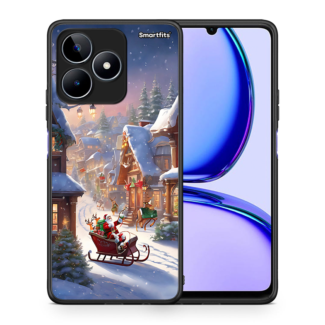Θήκη Realme C53 Christmas Snow από τη Smartfits με σχέδιο στο πίσω μέρος και μαύρο περίβλημα | Realme C53 Christmas Snow case with colorful back and black bezels