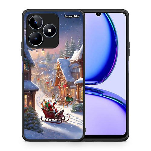Θήκη Realme C53 Christmas Snow από τη Smartfits με σχέδιο στο πίσω μέρος και μαύρο περίβλημα | Realme C53 Christmas Snow case with colorful back and black bezels