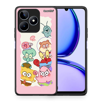 Θήκη Realme C53 Cute Companion από τη Smartfits με σχέδιο στο πίσω μέρος και μαύρο περίβλημα | Realme C53 Cute Companion case with colorful back and black bezels