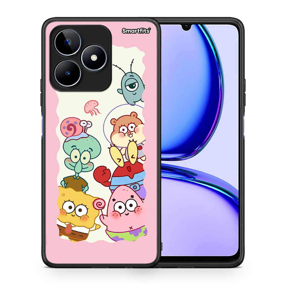 Θήκη Realme C53 Cute Companion από τη Smartfits με σχέδιο στο πίσω μέρος και μαύρο περίβλημα | Realme C53 Cute Companion case with colorful back and black bezels