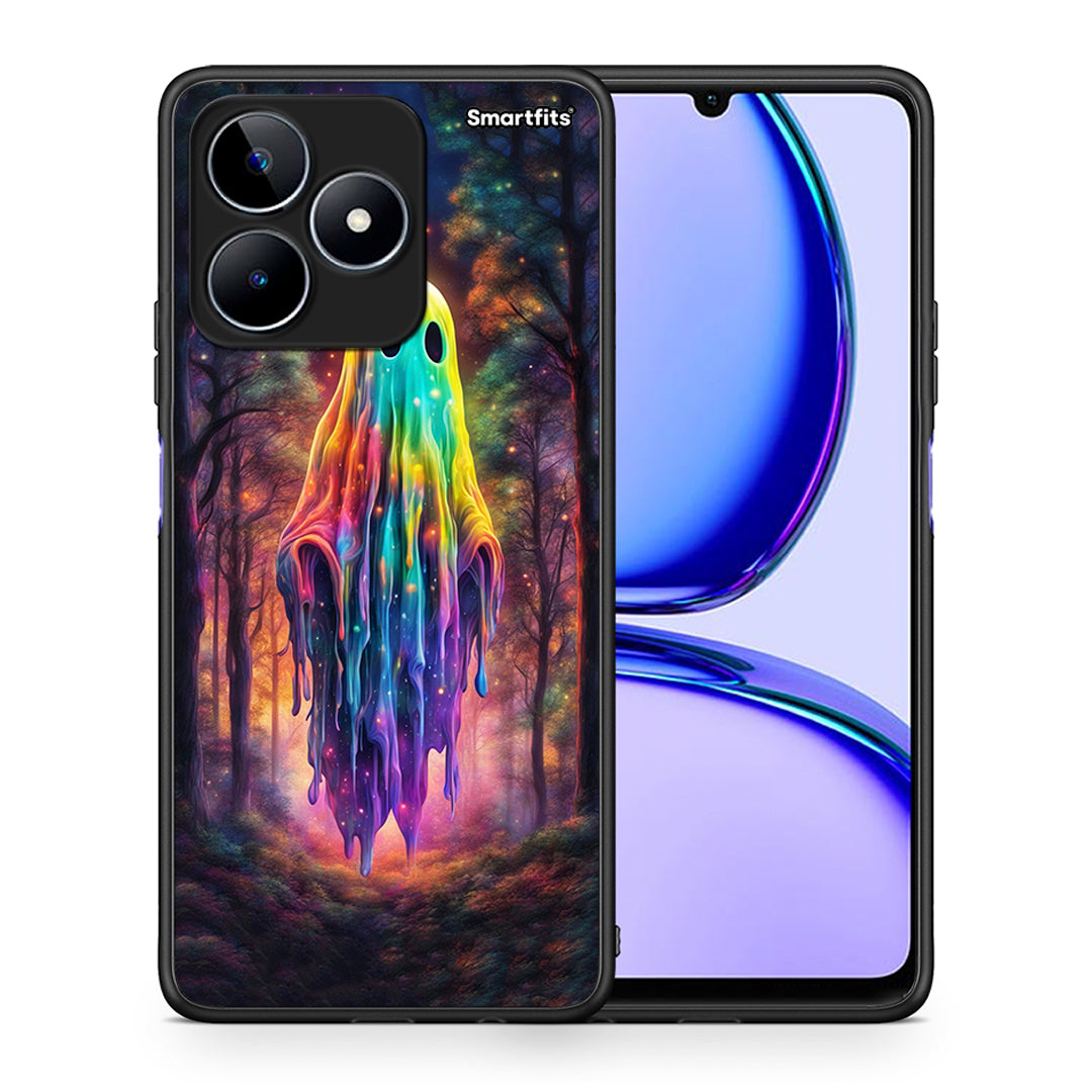 Θήκη Realme C53 Halloween Ghost από τη Smartfits με σχέδιο στο πίσω μέρος και μαύρο περίβλημα | Realme C53 Halloween Ghost case with colorful back and black bezels