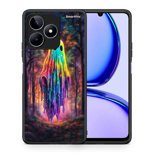 Θήκη Realme C53 Halloween Ghost από τη Smartfits με σχέδιο στο πίσω μέρος και μαύρο περίβλημα | Realme C53 Halloween Ghost case with colorful back and black bezels