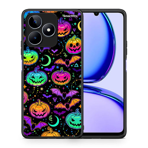 Θήκη Realme C53 Neon Halloween από τη Smartfits με σχέδιο στο πίσω μέρος και μαύρο περίβλημα | Realme C53 Neon Halloween case with colorful back and black bezels
