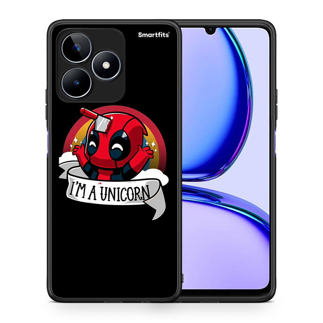 Θήκη Realme C53 Unicorn Deadpool από τη Smartfits με σχέδιο στο πίσω μέρος και μαύρο περίβλημα | Realme C53 Unicorn Deadpool case with colorful back and black bezels