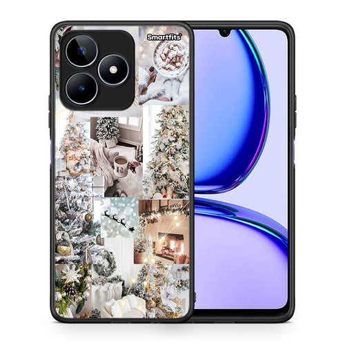 Θήκη Realme C53 White Christmas από τη Smartfits με σχέδιο στο πίσω μέρος και μαύρο περίβλημα | Realme C53 White Christmas case with colorful back and black bezels