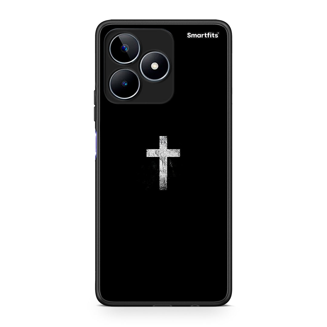 Realme C53 White Cross θήκη από τη Smartfits με σχέδιο στο πίσω μέρος και μαύρο περίβλημα | Smartphone case with colorful back and black bezels by Smartfits