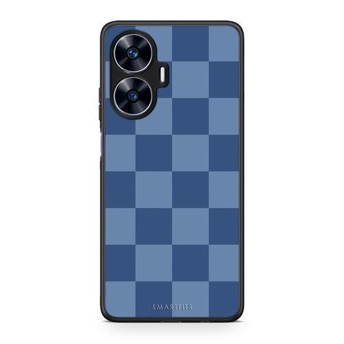 Θήκη Realme C55 Dual Denim Blue Checkerboard από τη Smartfits με σχέδιο στο πίσω μέρος και μαύρο περίβλημα | Realme C55 Dual Denim Blue Checkerboard case with colorful back and black bezels