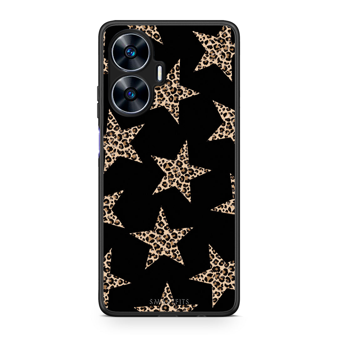 Θήκη Realme C55 Dual Leopard Stars on Black από τη Smartfits με σχέδιο στο πίσω μέρος και μαύρο περίβλημα | Realme C55 Dual Leopard Stars on Black case with colorful back and black bezels