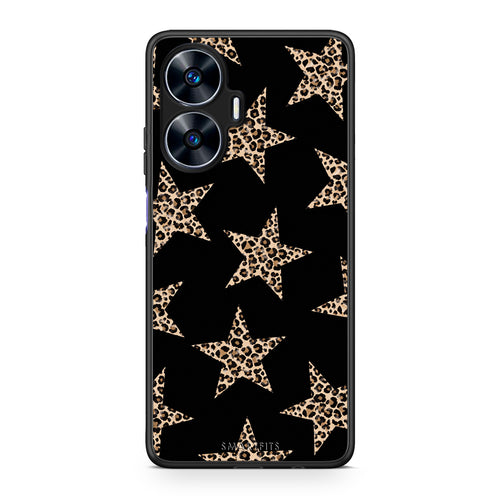 Θήκη Realme C55 Dual Leopard Stars on Black από τη Smartfits με σχέδιο στο πίσω μέρος και μαύρο περίβλημα | Realme C55 Dual Leopard Stars on Black case with colorful back and black bezels