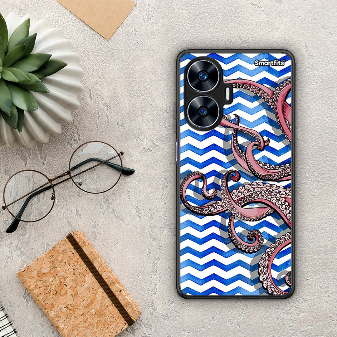 Θήκη Realme C55 Dual Chevron Devilfish από τη Smartfits με σχέδιο στο πίσω μέρος και μαύρο περίβλημα | Realme C55 Dual Chevron Devilfish Case with Colorful Back and Black Bezels