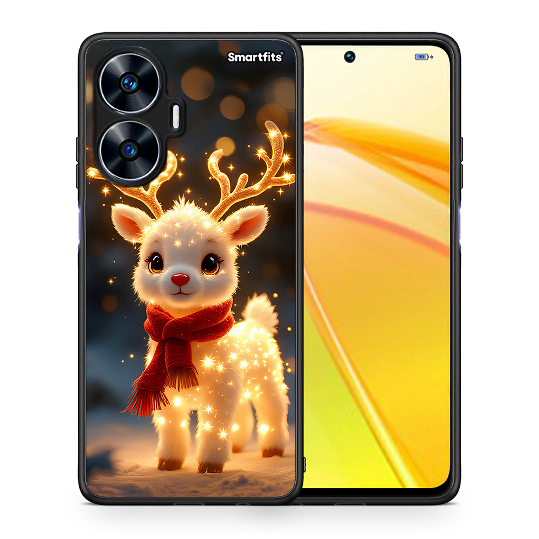 Θήκη Realme C55 Dual Christmas Cutie από τη Smartfits με σχέδιο στο πίσω μέρος και μαύρο περίβλημα | Realme C55 Dual Christmas Cutie Case with Colorful Back and Black Bezels