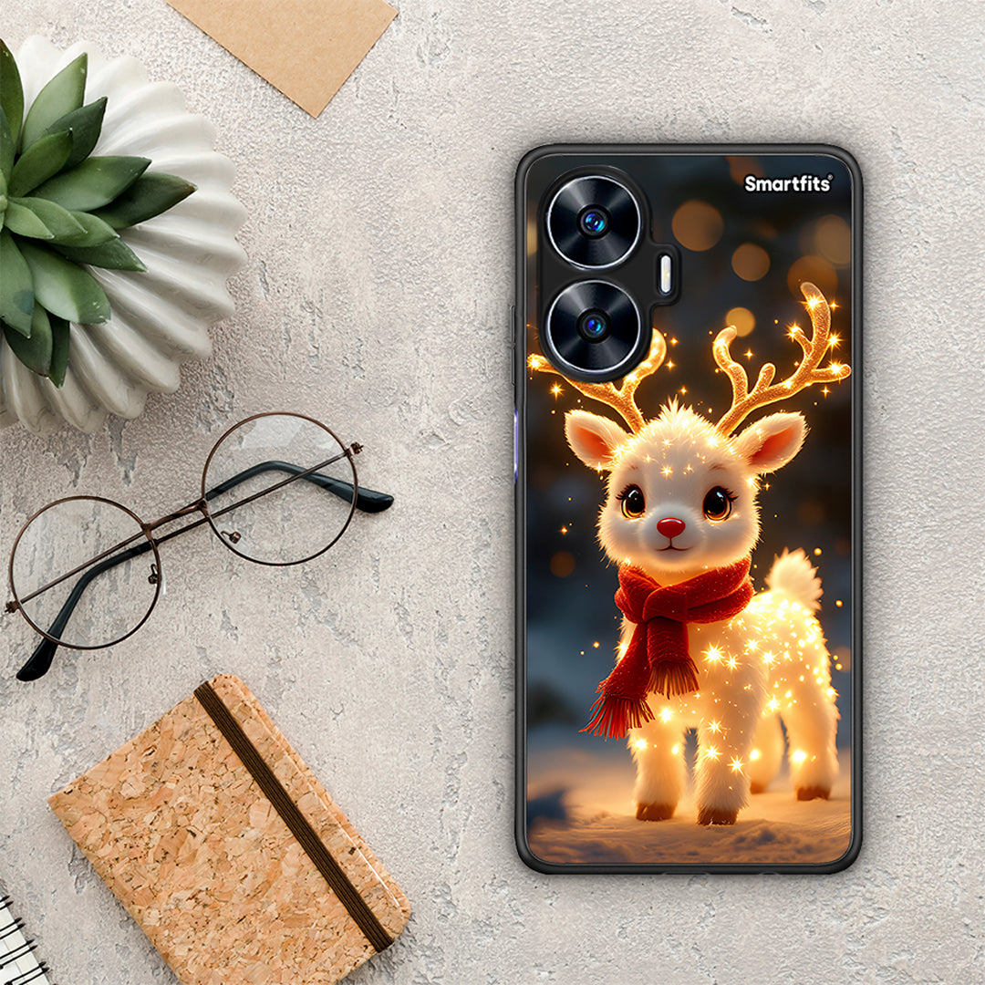 Θήκη Realme C55 Dual Christmas Cutie από τη Smartfits με σχέδιο στο πίσω μέρος και μαύρο περίβλημα | Realme C55 Dual Christmas Cutie Case with Colorful Back and Black Bezels