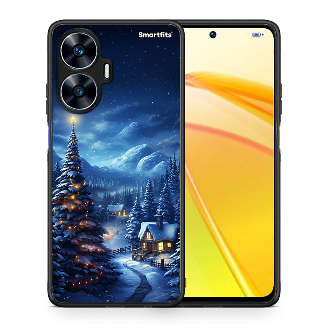 Θήκη Realme C55 Dual Christmas Scenery από τη Smartfits με σχέδιο στο πίσω μέρος και μαύρο περίβλημα | Realme C55 Dual Christmas Scenery Case with Colorful Back and Black Bezels