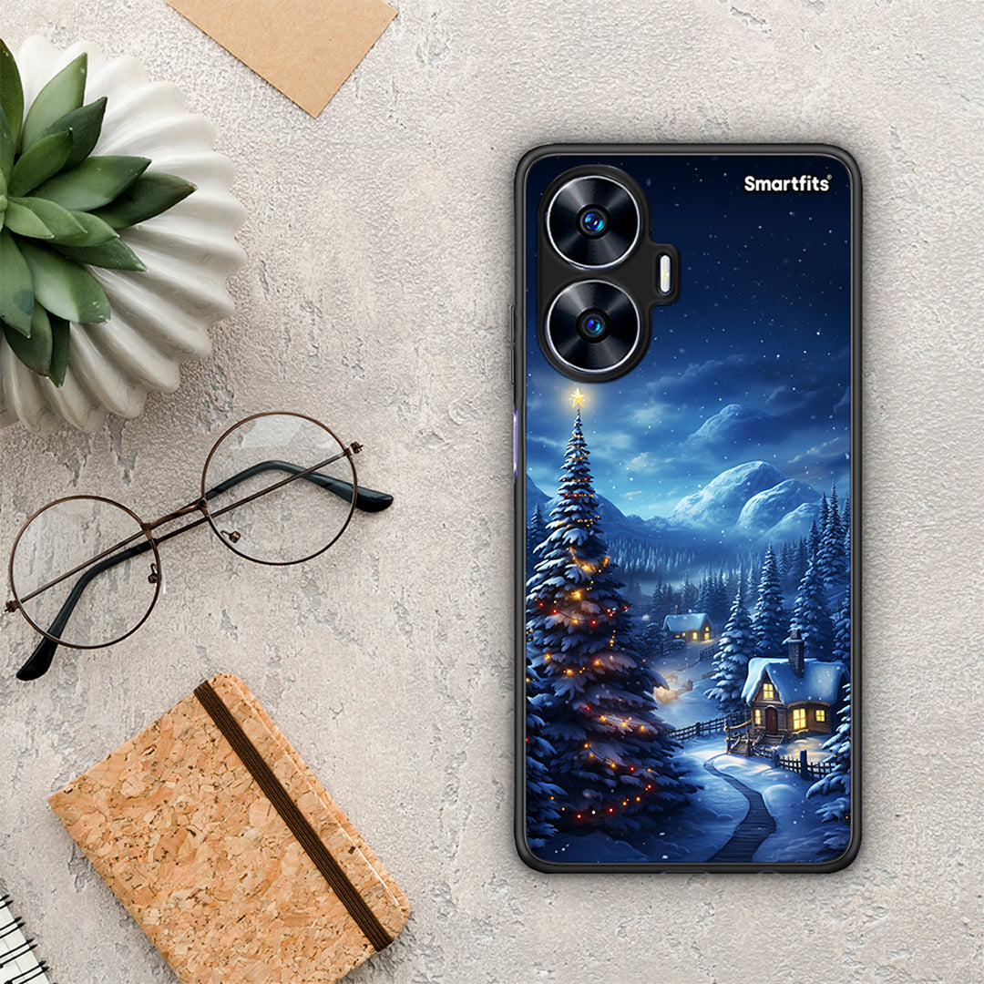 Θήκη Realme C55 Dual Christmas Scenery από τη Smartfits με σχέδιο στο πίσω μέρος και μαύρο περίβλημα | Realme C55 Dual Christmas Scenery Case with Colorful Back and Black Bezels