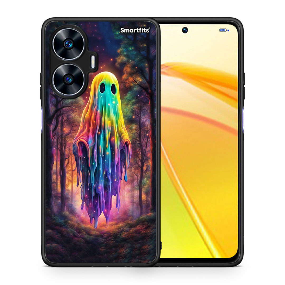 Θήκη Realme C55 Dual Halloween Ghost από τη Smartfits με σχέδιο στο πίσω μέρος και μαύρο περίβλημα | Realme C55 Dual Halloween Ghost Case with Colorful Back and Black Bezels