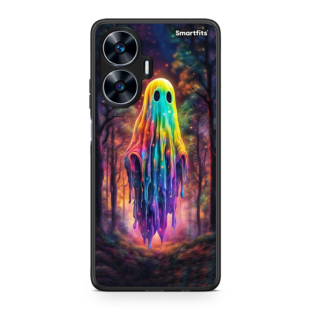 Θήκη Realme C55 Dual Halloween Ghost από τη Smartfits με σχέδιο στο πίσω μέρος και μαύρο περίβλημα | Realme C55 Dual Halloween Ghost Case with Colorful Back and Black Bezels