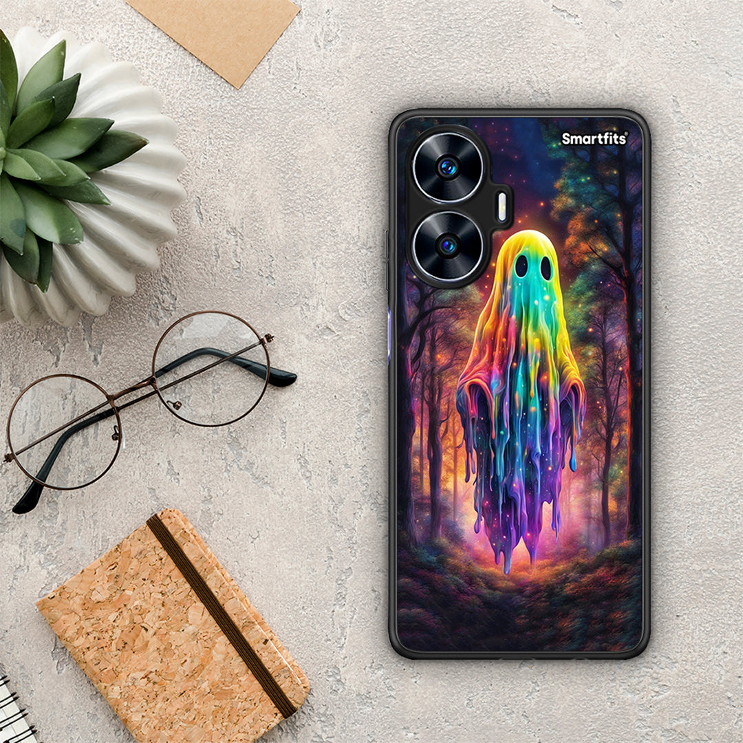 Θήκη Realme C55 Dual Halloween Ghost από τη Smartfits με σχέδιο στο πίσω μέρος και μαύρο περίβλημα | Realme C55 Dual Halloween Ghost Case with Colorful Back and Black Bezels