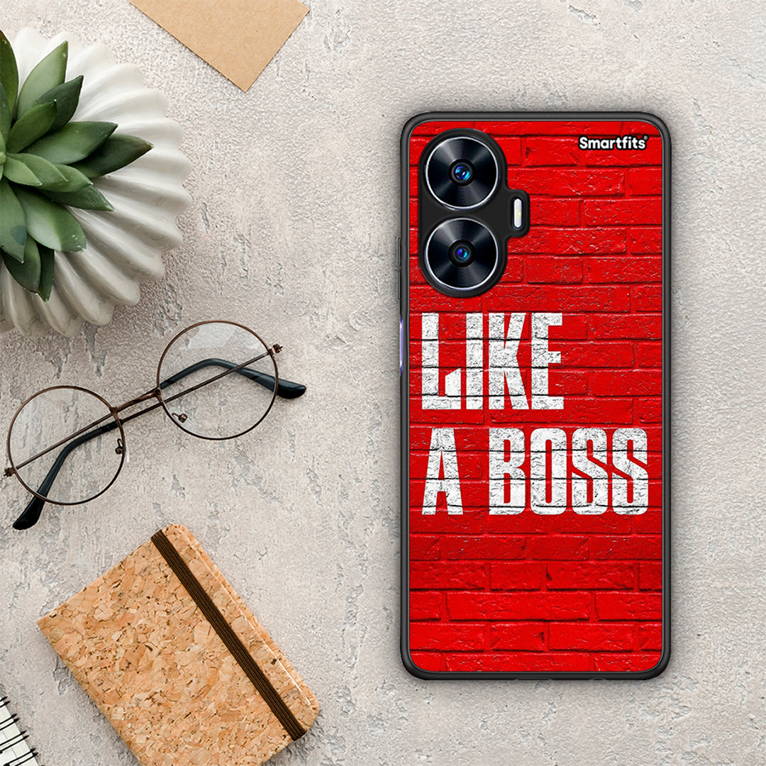 Θήκη Realme C55 Dual Like A Boss από τη Smartfits με σχέδιο στο πίσω μέρος και μαύρο περίβλημα | Realme C55 Dual Like A Boss Case with Colorful Back and Black Bezels