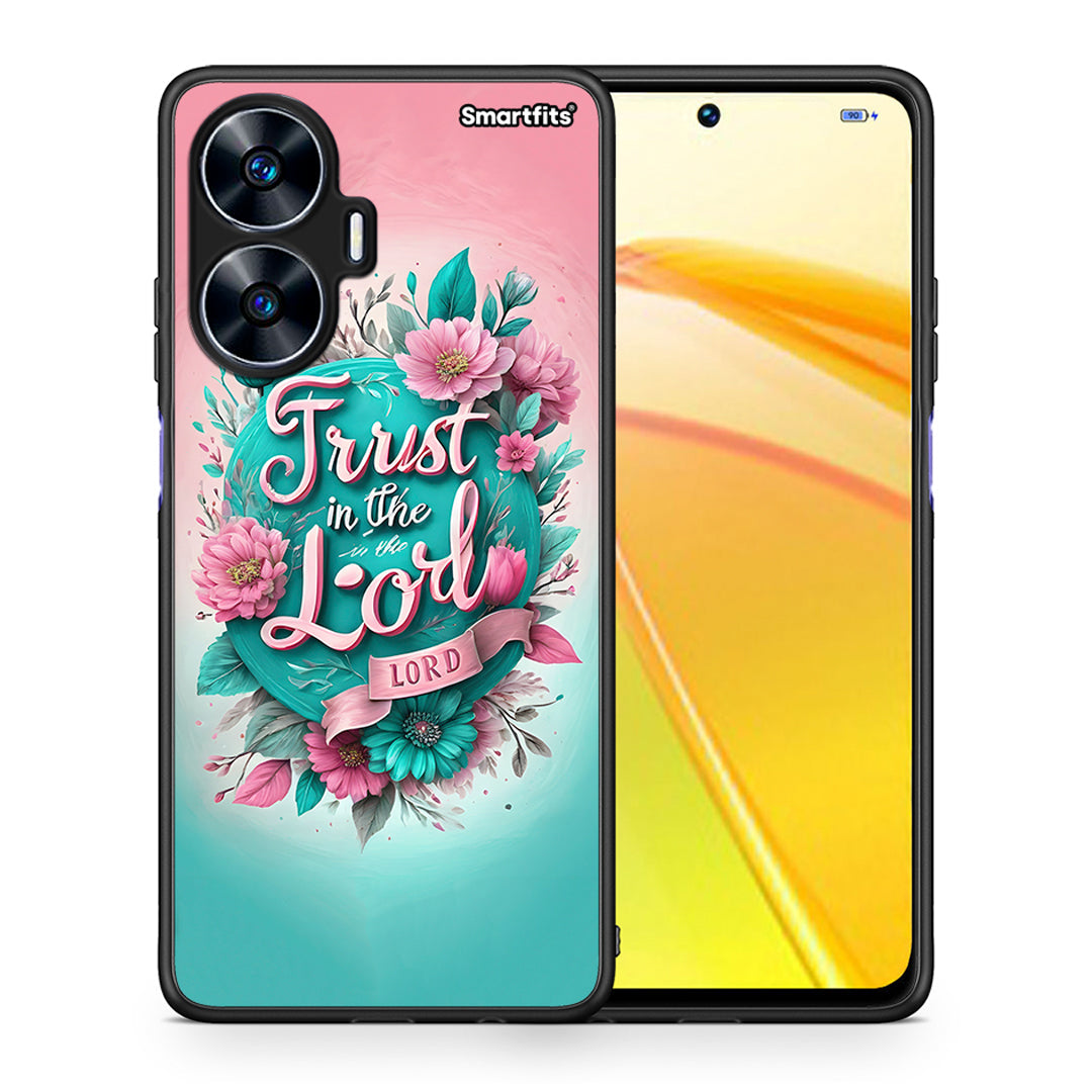 Θήκη Realme C55 Dual Lord Trust από τη Smartfits με σχέδιο στο πίσω μέρος και μαύρο περίβλημα | Realme C55 Dual Lord Trust Case with Colorful Back and Black Bezels