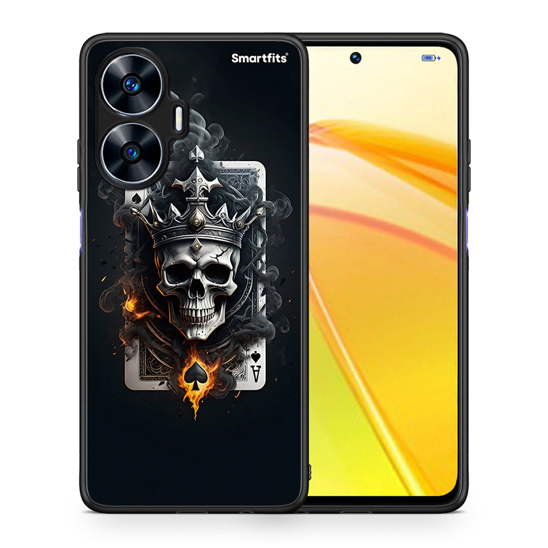 Θήκη Realme C55 Dual Skull King Ace από τη Smartfits με σχέδιο στο πίσω μέρος και μαύρο περίβλημα | Realme C55 Dual Skull King Ace Case with Colorful Back and Black Bezels