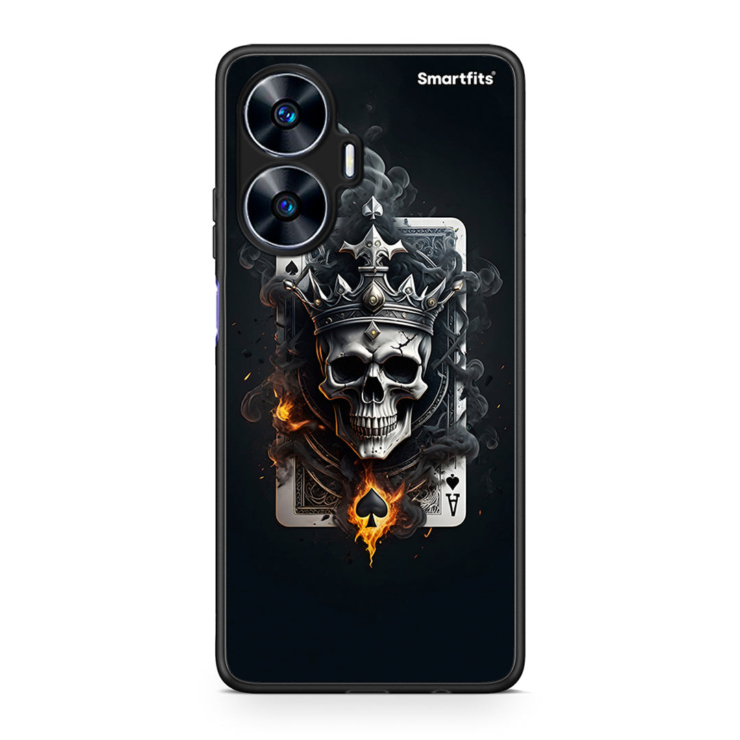 Θήκη Realme C55 Dual Skull King Ace από τη Smartfits με σχέδιο στο πίσω μέρος και μαύρο περίβλημα | Realme C55 Dual Skull King Ace Case with Colorful Back and Black Bezels