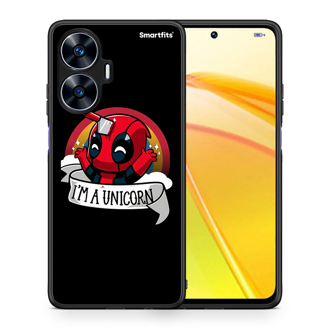 Θήκη Realme C55 Dual Unicorn Deadpool από τη Smartfits με σχέδιο στο πίσω μέρος και μαύρο περίβλημα | Realme C55 Dual Unicorn Deadpool Case with Colorful Back and Black Bezels