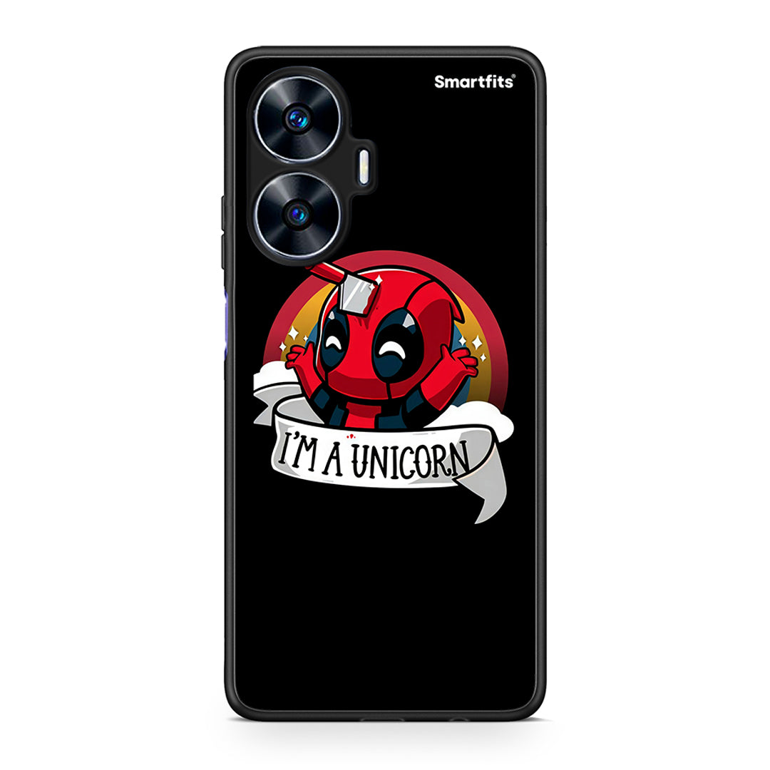 Θήκη Realme C55 Dual Unicorn Deadpool από τη Smartfits με σχέδιο στο πίσω μέρος και μαύρο περίβλημα | Realme C55 Dual Unicorn Deadpool Case with Colorful Back and Black Bezels